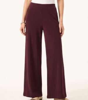 OGL Wool Blend Soft Stretchy Wide Leg Side Pocket Pull On Pants Ruby Berry Sz L